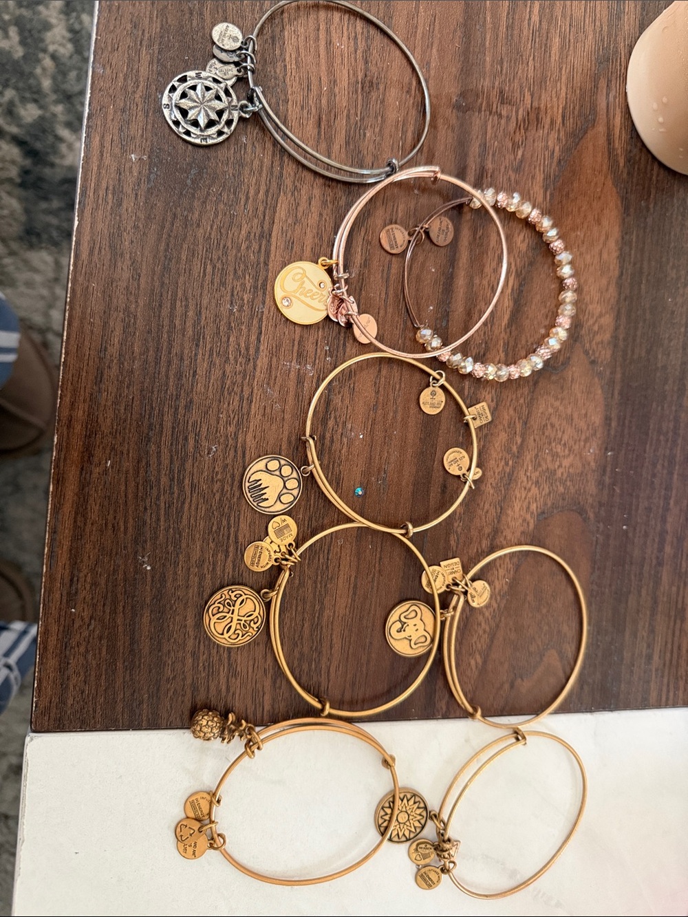 8 - eight assorted alex and ani bracelets